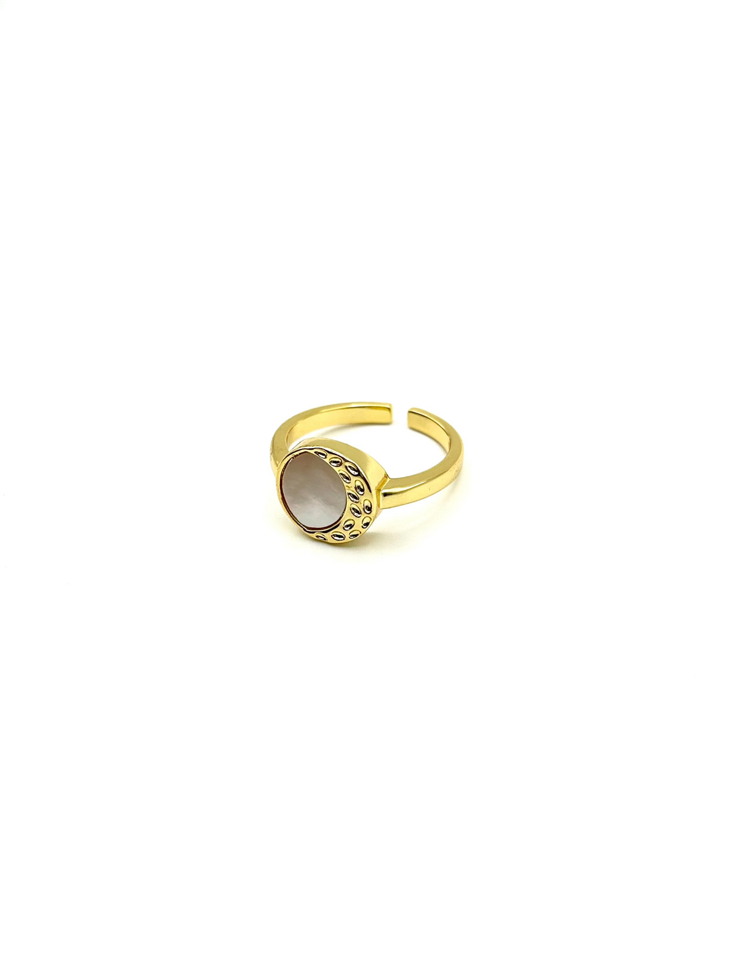 Crescent Moon Pearl Adjustable Ring